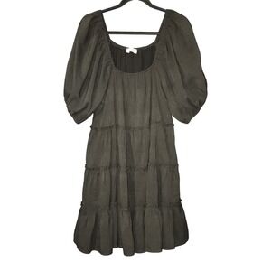 Zoco Women's Tiered Babydoll Mini Dress with Puff Sleeve, S